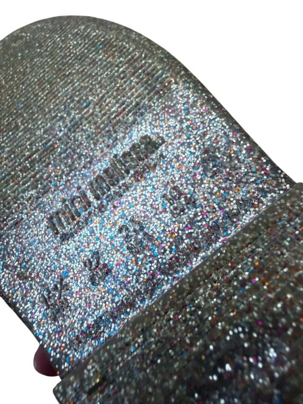 MINI MELISSA Silver Glitter Mary Janes Flats Size 10